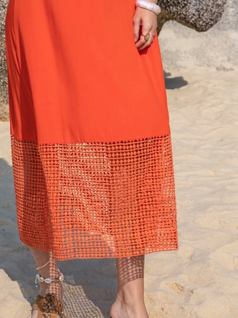 🧡 Hello Gorgeous! Embroidered Square Neck Midi Cami Dress - Picture 8 of 12